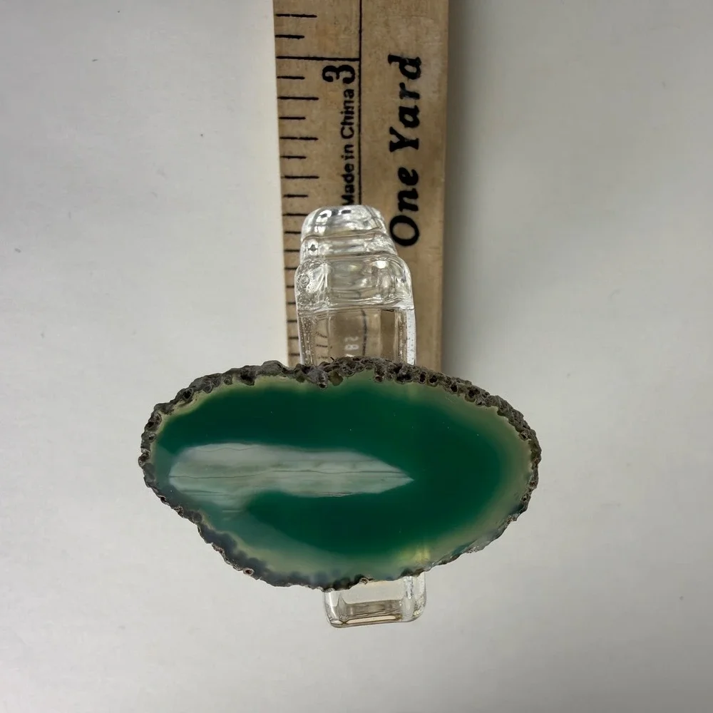 Rablabs Aleotto Brazilian Agate Napkin Rings Set of 2 Grass Green w Box